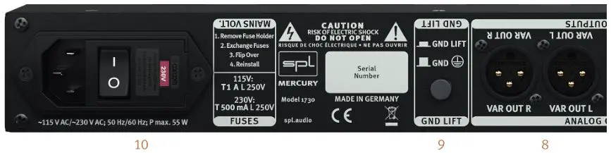 SPL Mercury Mastering DA-Converter - Cabling-Rear Side 1