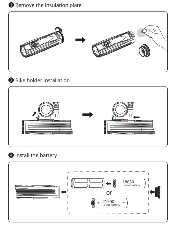 WUBEN B2 USB Rechargeable Bike Light 1300 Lumens - parts 1