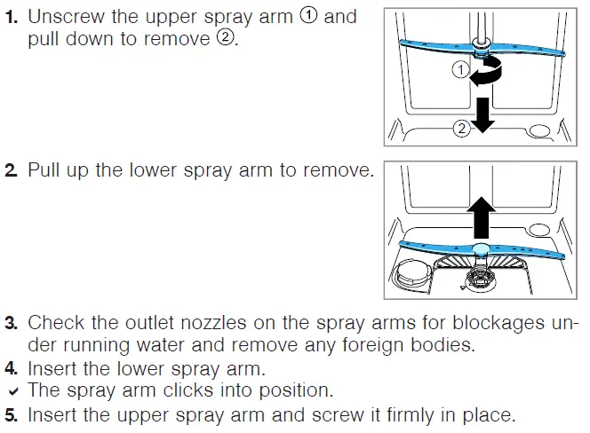 Cleaning spray arms