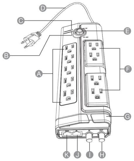 amazonbasics BO7HKFDY51 Rotating 9 Outlet Surge Protector Power Strip - 1
