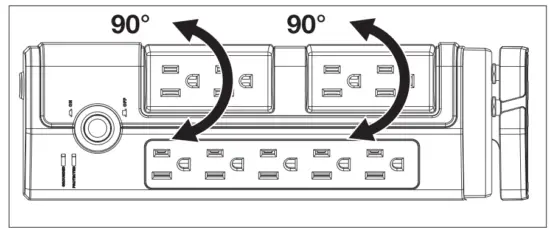 amazonbasics BO7HKFDY51 Rotating 9 Outlet Surge Protector Power Strip - 2