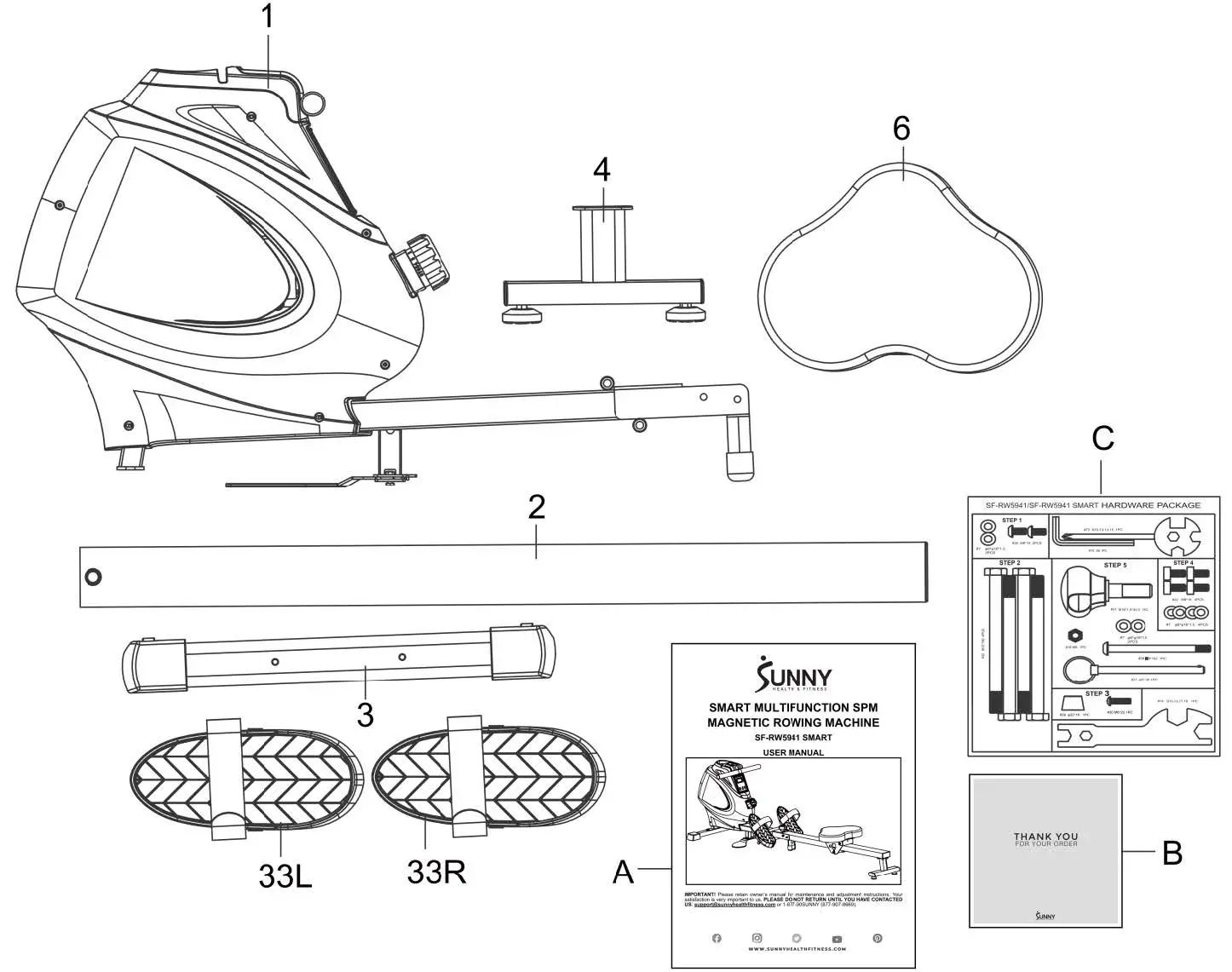 SUNNY SF-RW5941-Smart-Multifunction-SPM-Magnetic-Rowing-Machine-01