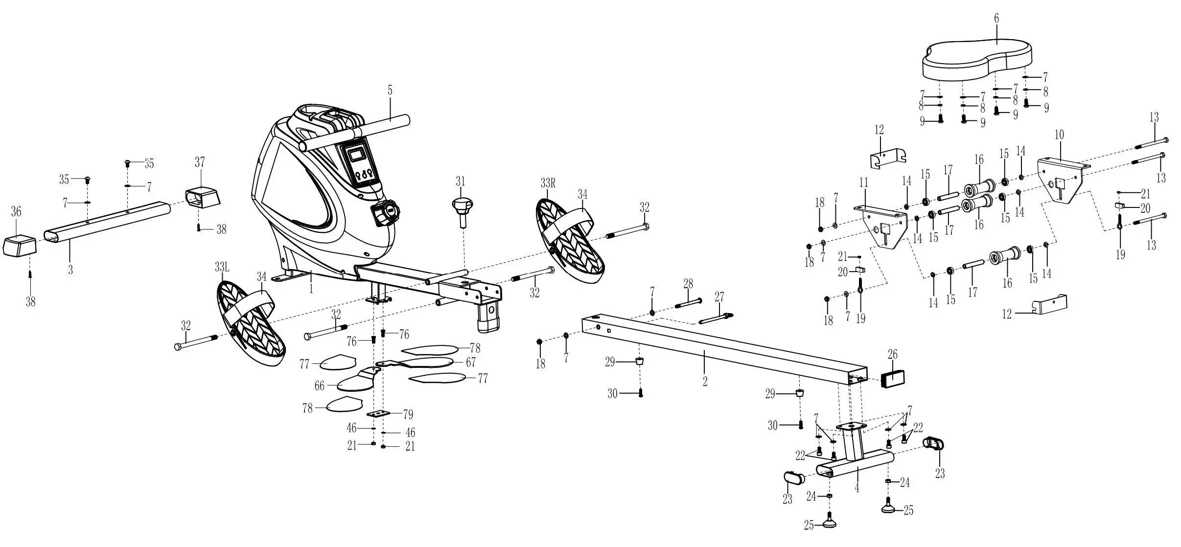 SUNNY SF-RW5941-Smart-Multifunction-SPM-Magnetic-Rowing-Machine-17