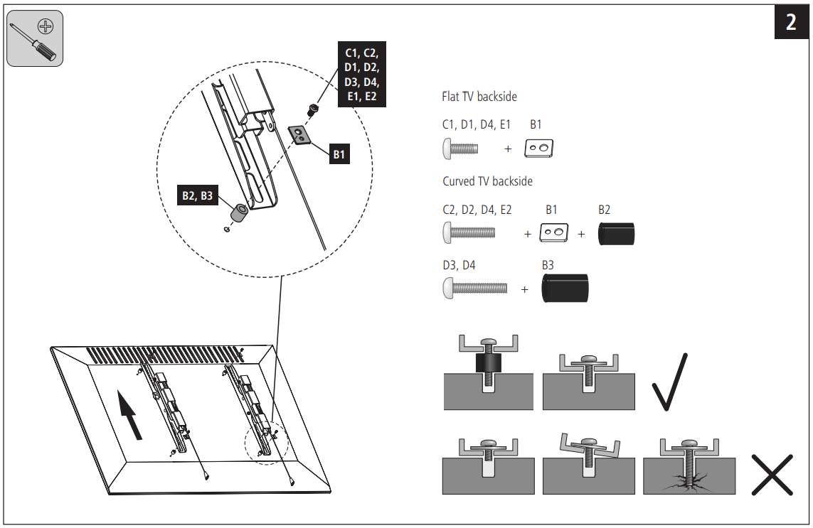 hama 118071 TV Wall Bracket - Flat TV backside