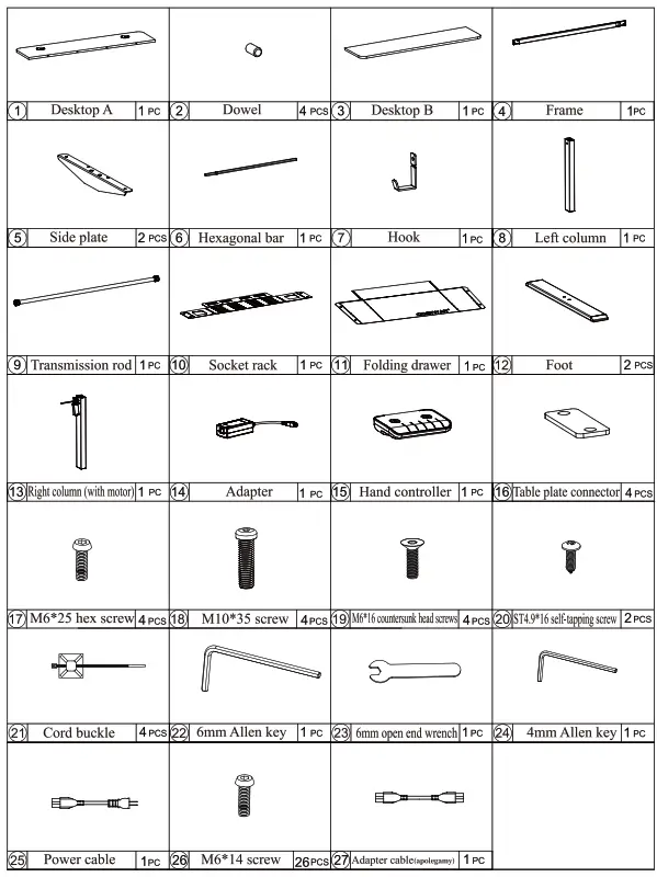 COSTWAY JV10229 Electric Height Adjustable Standing Desk - PAGEGING LIST