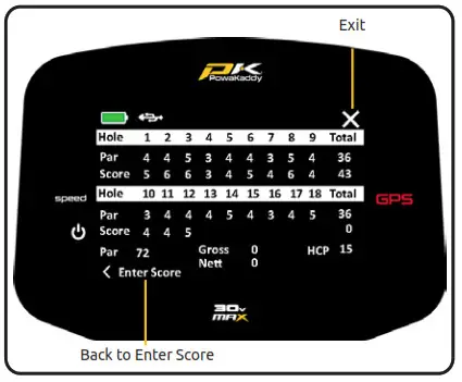 PowaKaddy FX7 GPS Electric Trolley - Saved Scorecards