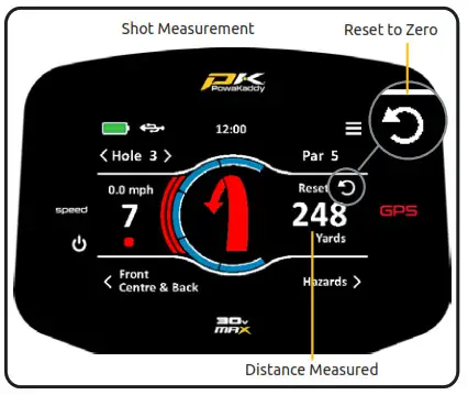 PowaKaddy FX7 GPS Electric Trolley - Shot Measure