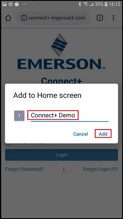 EMERSON Connect+ Mobile - Connect+ Name