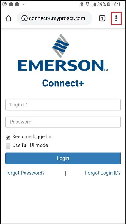 EMERSON Connect+ Mobile - Option