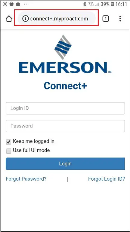 EMERSON Connect+ Mobile - view
