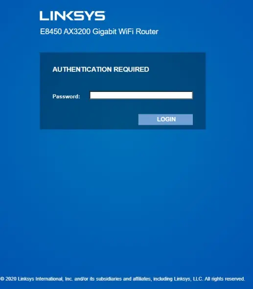 Linksys E8450 AX3200 DUAL --a password