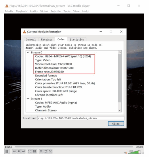 VigilLink VLIP JP4k3K EC 1G JPEG2000 HDMI 4K30 over IP with Video Wall - Stream information