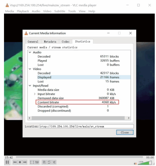 VigilLink VLIP JP4k3K EC 1G JPEG2000 HDMI 4K30 over IP with Video Wall - Stream information1