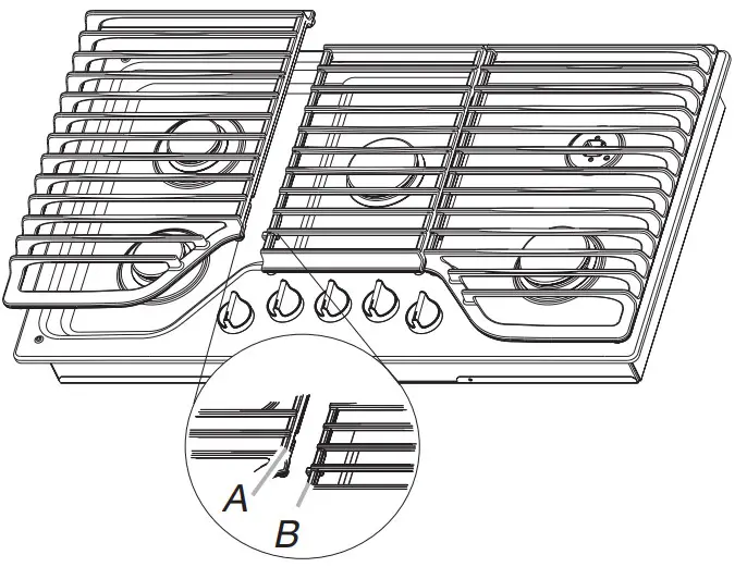 Whirlpool WCG77USoHS Gas Cooktop -Grate Placement