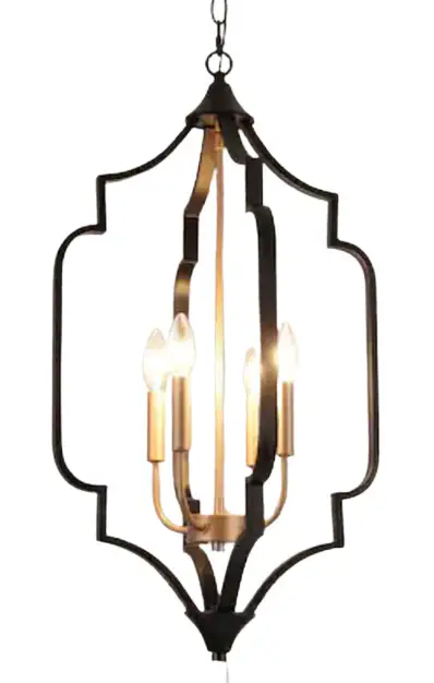 ZEVNI L3B7FEJUW4823SO8 Karon 4-Light Black/Gold Vintage Chandelier