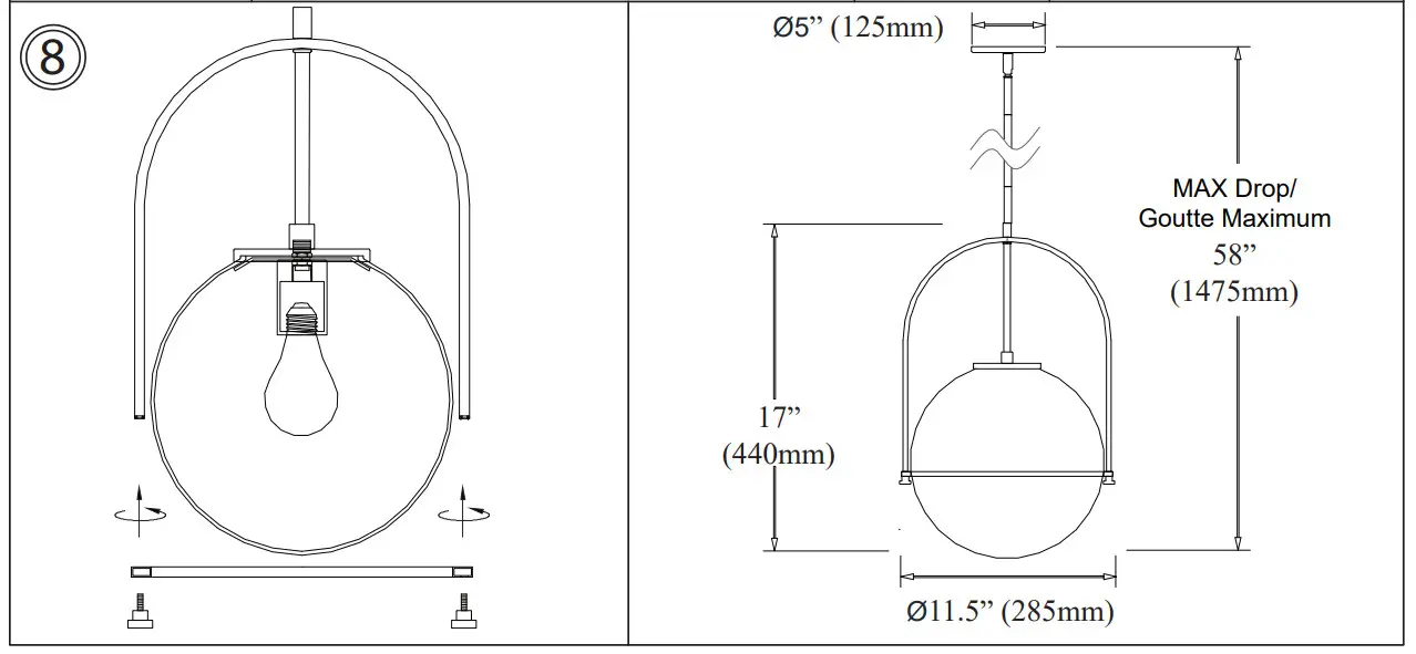 Dainolite PAO-121P-MB Paola Black Modern-Contemporary Opal Glass Globe Pendant Light - fig 3