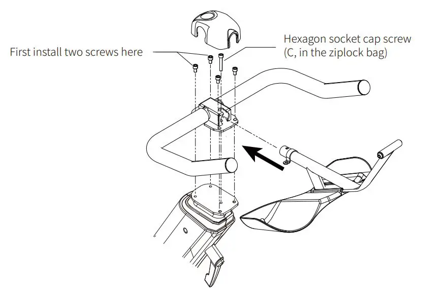 YESOUL YS-002 M1 Smart Spin Bike Instruction Manual - Align the holes of the handlebar