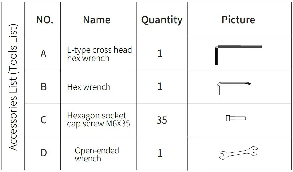 YESOUL YS-002 M1 Smart Spin Bike Instruction Manual - Installation Guide - List of Parts
