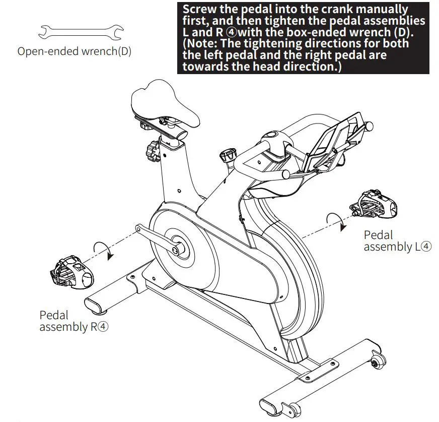 YESOUL YS-002 M1 Smart Spin Bike Instruction Manual - Pedal installation