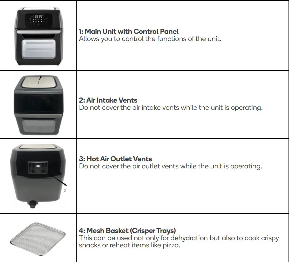 kogan KA12LDGFRYB 12L Digital 1800W Air Fryer Oven User Guide - PARTS & ACCESSORIES