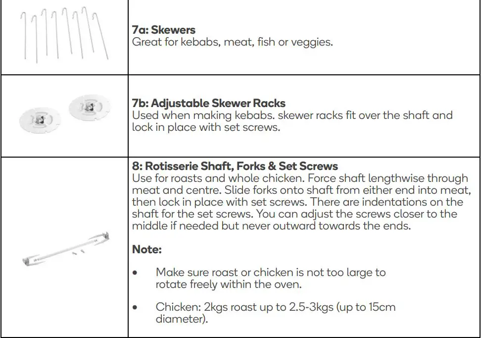kogan KA12LDGFRYB 12L Digital 1800W Air Fryer Oven User Guide - PARTS & ACCESSORIES