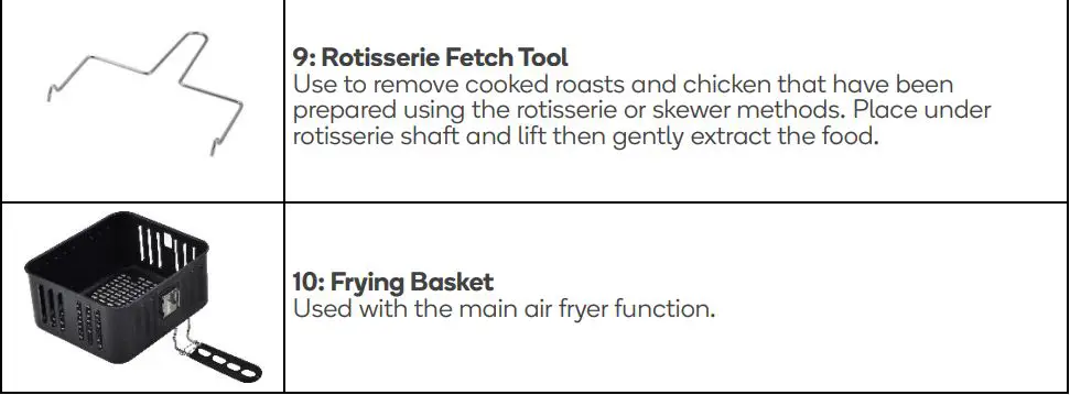 kogan KA12LDGFRYB 12L Digital 1800W Air Fryer Oven User Guide - PARTS & ACCESSORIES