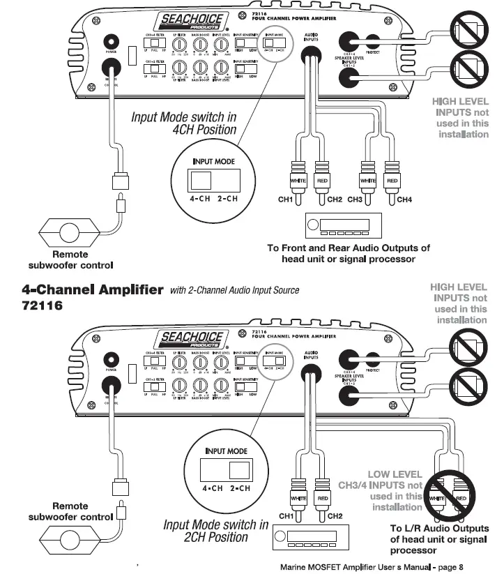 SEACHOICE 72116 1000W 4-Channel Marine Power Amplifier 1