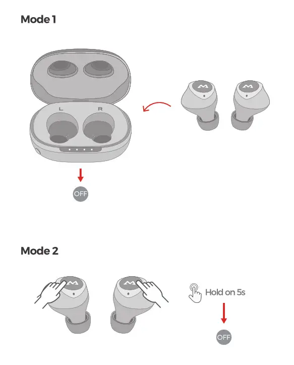 Mpow M20 True Wireless Earbuds BH344A - Power Off