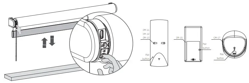 Coulisse CMD-03 Tubular Motor Roller Blind Installation Guide - Pair a remote control