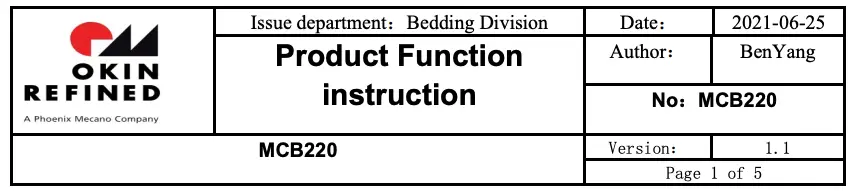 Product Function Instruction