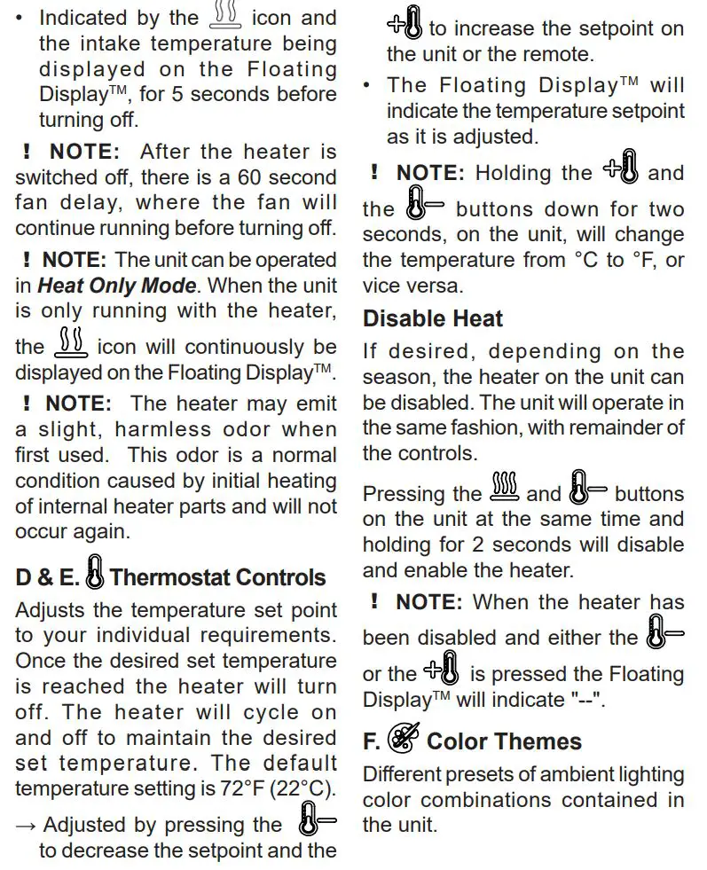 Dimplex BLF3451-AU Prism Eelctric Fire 34 Inch Wall Mounted Owner's Manual - Operation