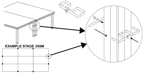 Leg to leg clamp feet