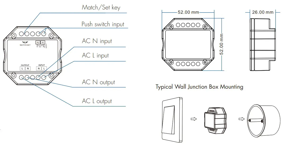 HEB LIGHTING SS B Wi Fi and RF Smart AC Switch - Mechanical Structures and Installations