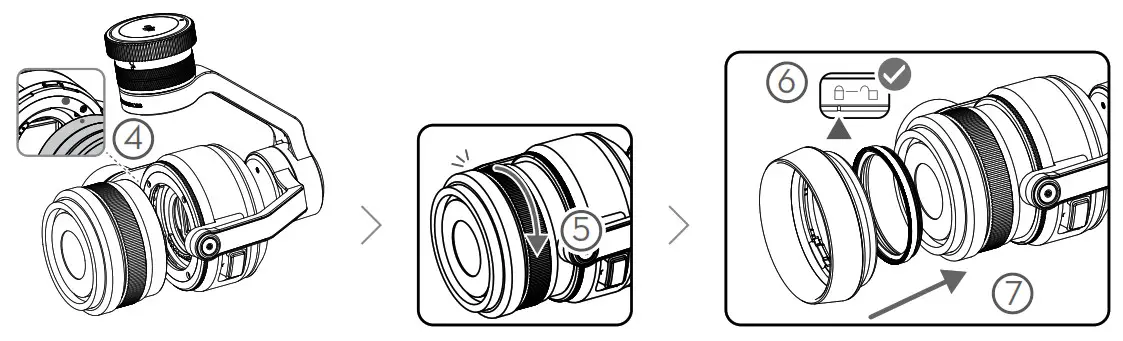 ZENMUSE Lens Kit Installign the Camera Lens 2