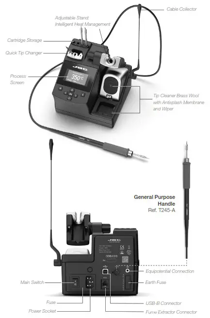 JBC CDB Compact Soldering Station - Features and Connections