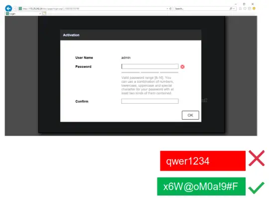 TKH BL2005v2M 5MP Vandal Bullet Camera - Set a strong password