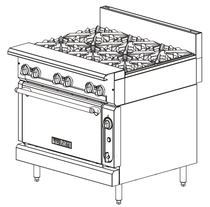 VULCAN V2BG18S V Series 36 Inch 2 Burner Heavy-Duty Manual Range