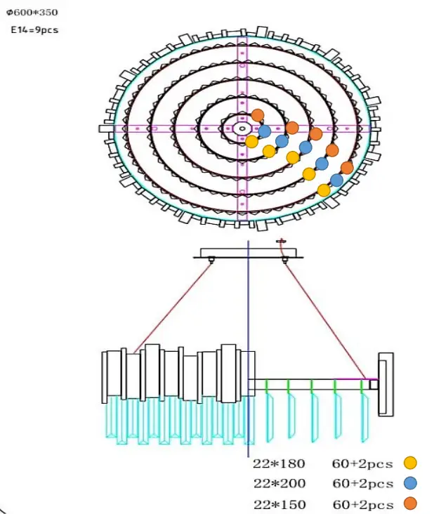 Yami Lightning YAMI A 694 Elian Round Crystal Chandelier - Fig 1
