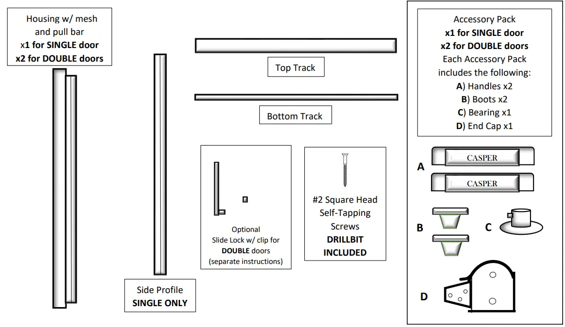 CASPER SINGLE AND DOUBLE RETRACTABLE - Included
