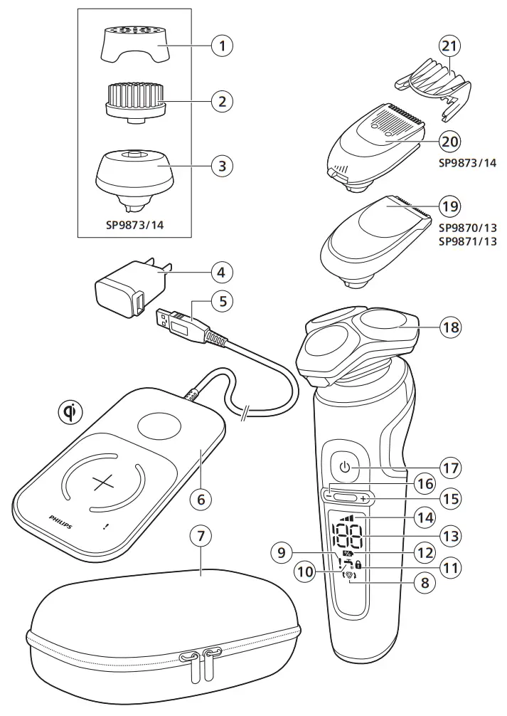 PHILIPS SP9870 Prestige Wet & Dry Electric Shaver - fig 1