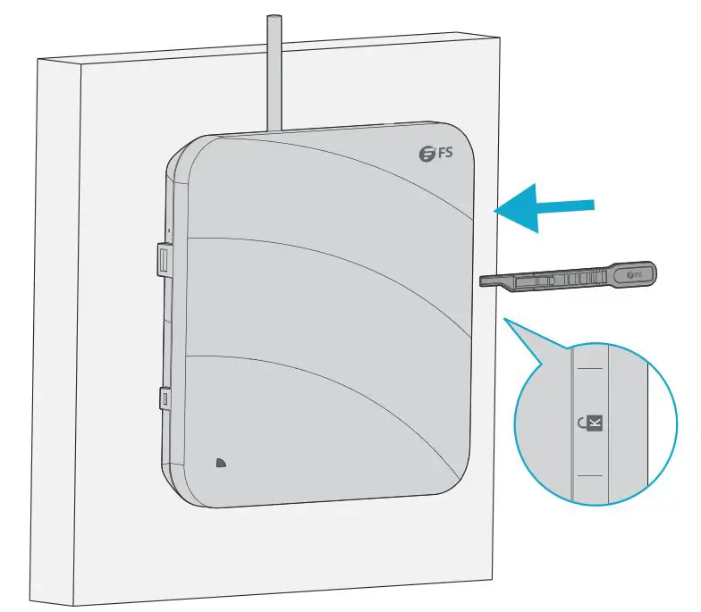 FS AP-N505L Enterprise Wi-Fi 6 Access Point - If the hidden lock is enabled, attach the front part of the key to the edge of the mounting bracket