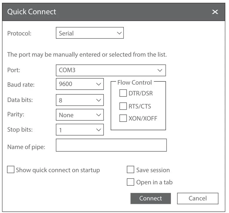 FS AP-N505L Enterprise Wi-Fi 6 Access Point - Set the parameters of the HyperTerminal 9600 bits per second, 8 data bits, no parity, 1 stop bit