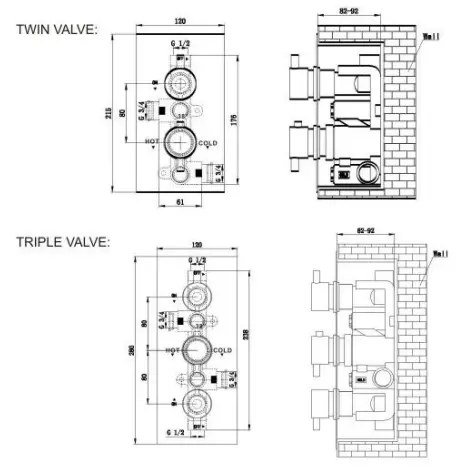 Pura QS-V80290 Concealed Shower Valve - 3
