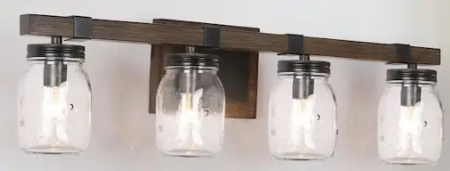 LNC A04728 Grace Matte Gold 4 Light Clear Glass Vanity Light 1