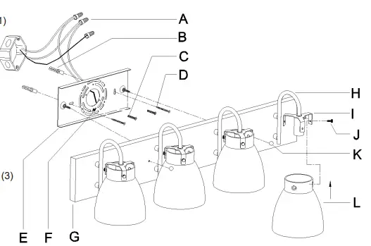 LNC A04728 Grace Matte Gold 4 Light Clear Glass Vanity Light 3