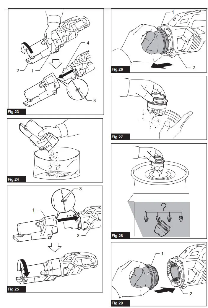 makita CL003GZ Cordless Cleaner Instruction Manual - Fig 23,29