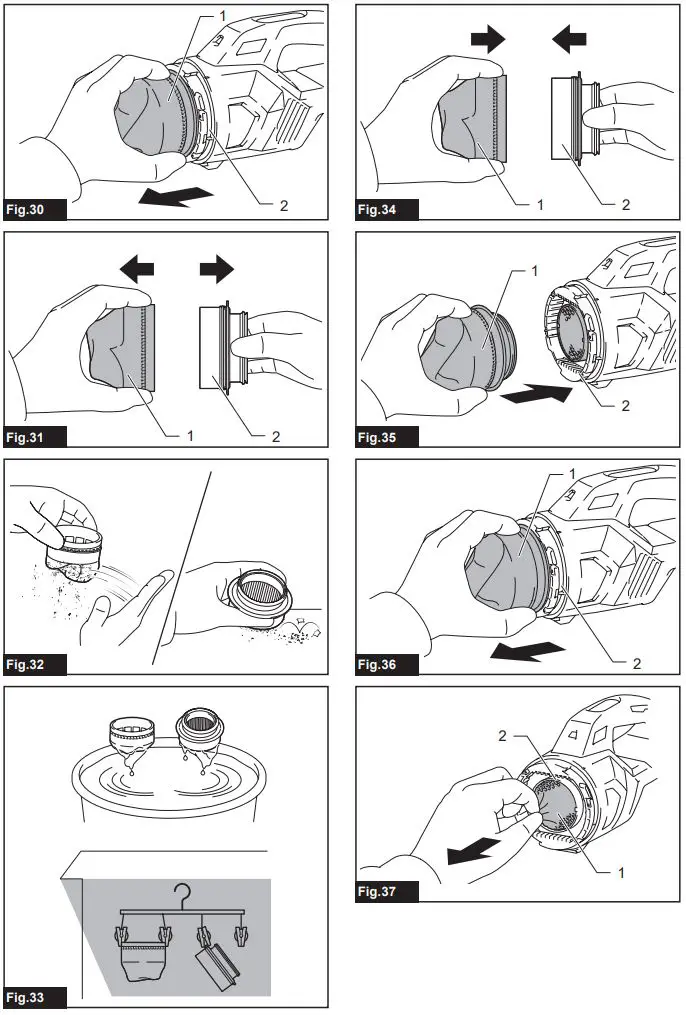 makita CL003GZ Cordless Cleaner Instruction Manual - Fig 30,37