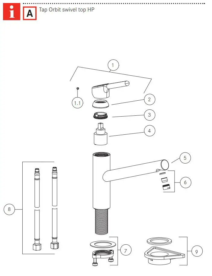 FRANKE FC 3055.094 Orbit Kitchen Faucet Installation Guide - Fig A