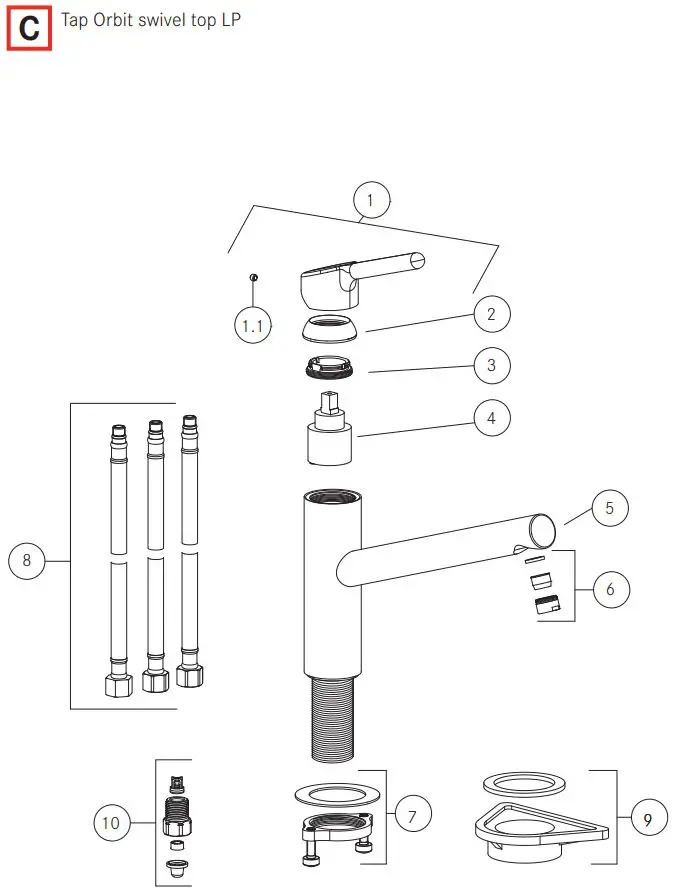FRANKE FC 3055.094 Orbit Kitchen Faucet Installation Guide - Fig C