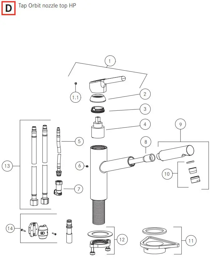 FRANKE FC 3055.094 Orbit Kitchen Faucet Installation Guide - Fig D
